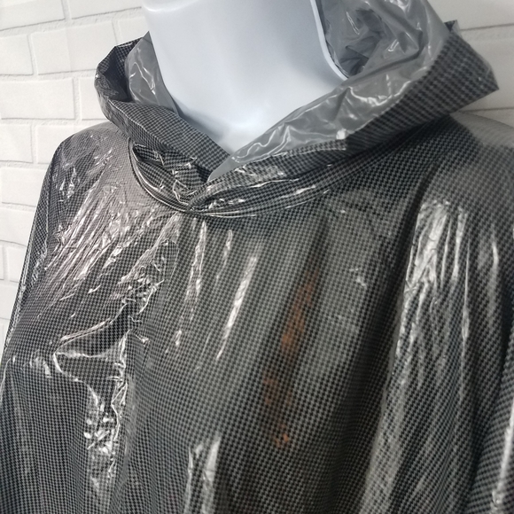 Gray and Black Houndstooth Plastic Poncho - Picture 2 of 4